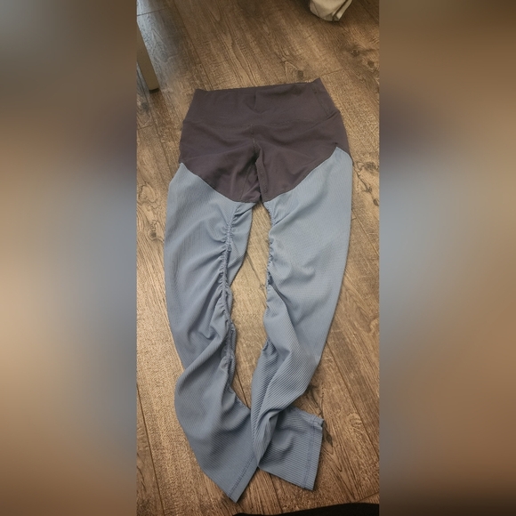 Zyia Active HR Storm Parallel Luxe Blue Gray Ruching Leggings Dance Yoga Block - Picture 3 of 7